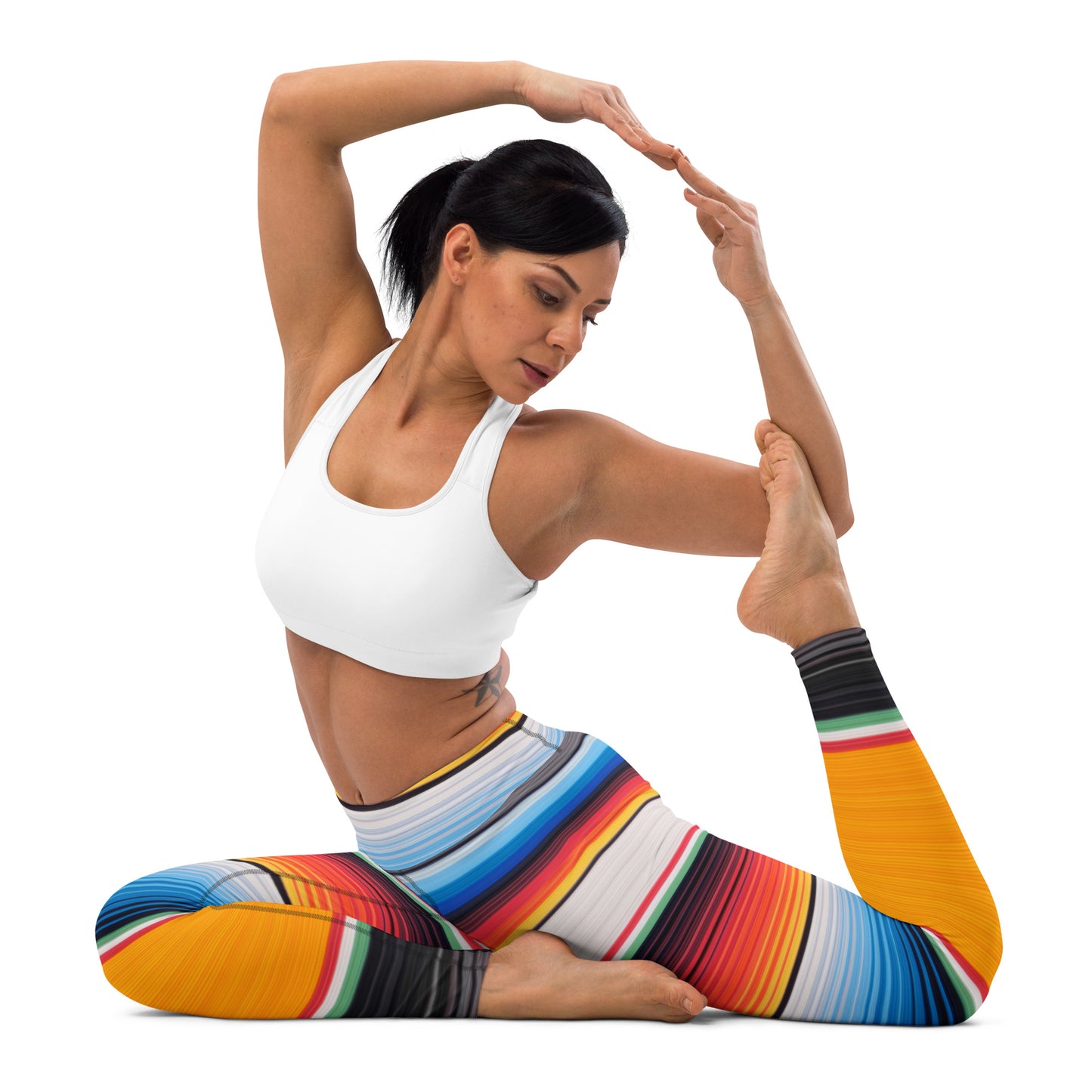 Shades of Orange Mexican Serape Yoga Leggings