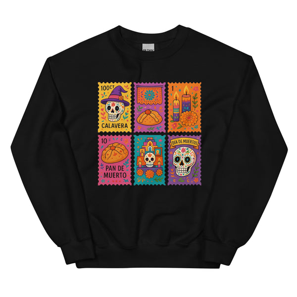 Día de los Muertos Stamps - Colorful Mexican Cultura Sweatshirt Día de los Muertos Stamps - Colorful Mexican Cultura Sweatshirt