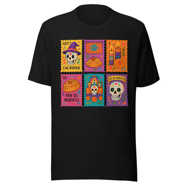 Día de los Muertos Stamps - Colorful Mexican Cultura T-Shirt Día de los Muertos Stamps - Colorful Mexican Cultura T-Shirt