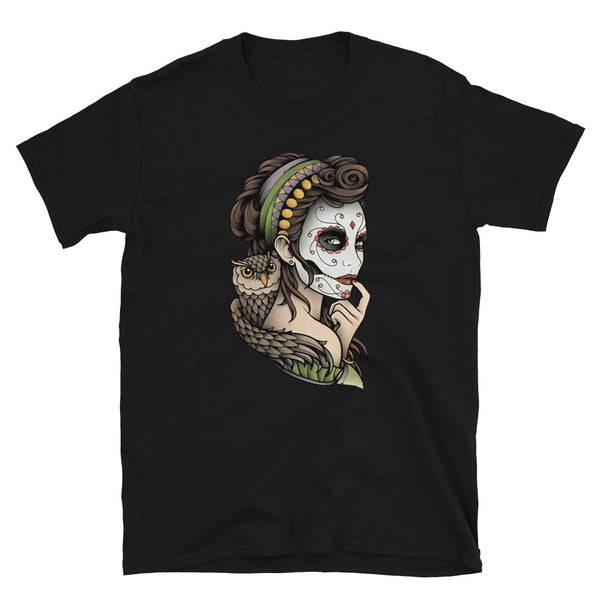 Owl Lady Dia De Los Muertos T-Shirt Owl Lady Dia De Los Muertos T-Shirt