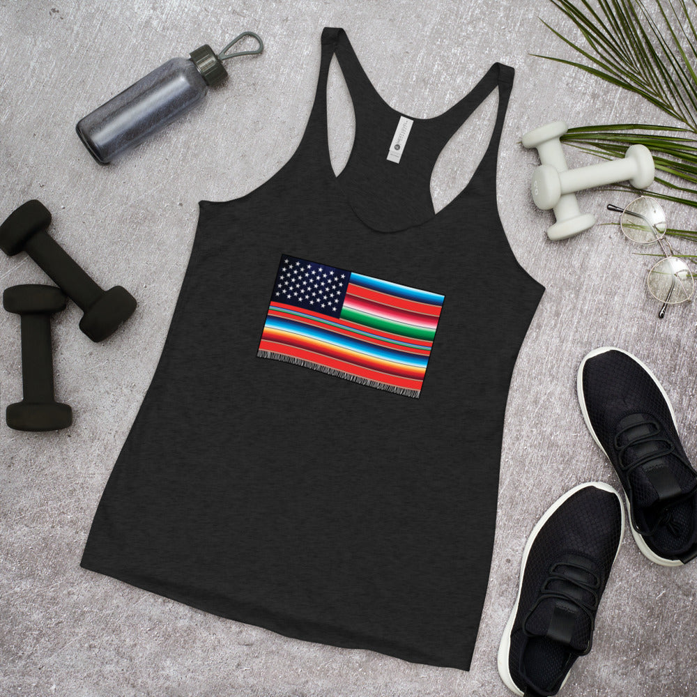 Cross Cultured Serape American Flag Women's Racerback Tank