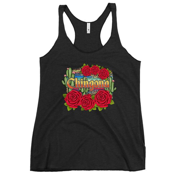 Chingona Red Roses Racerback Tank Chingona Red Roses Racerback Tank