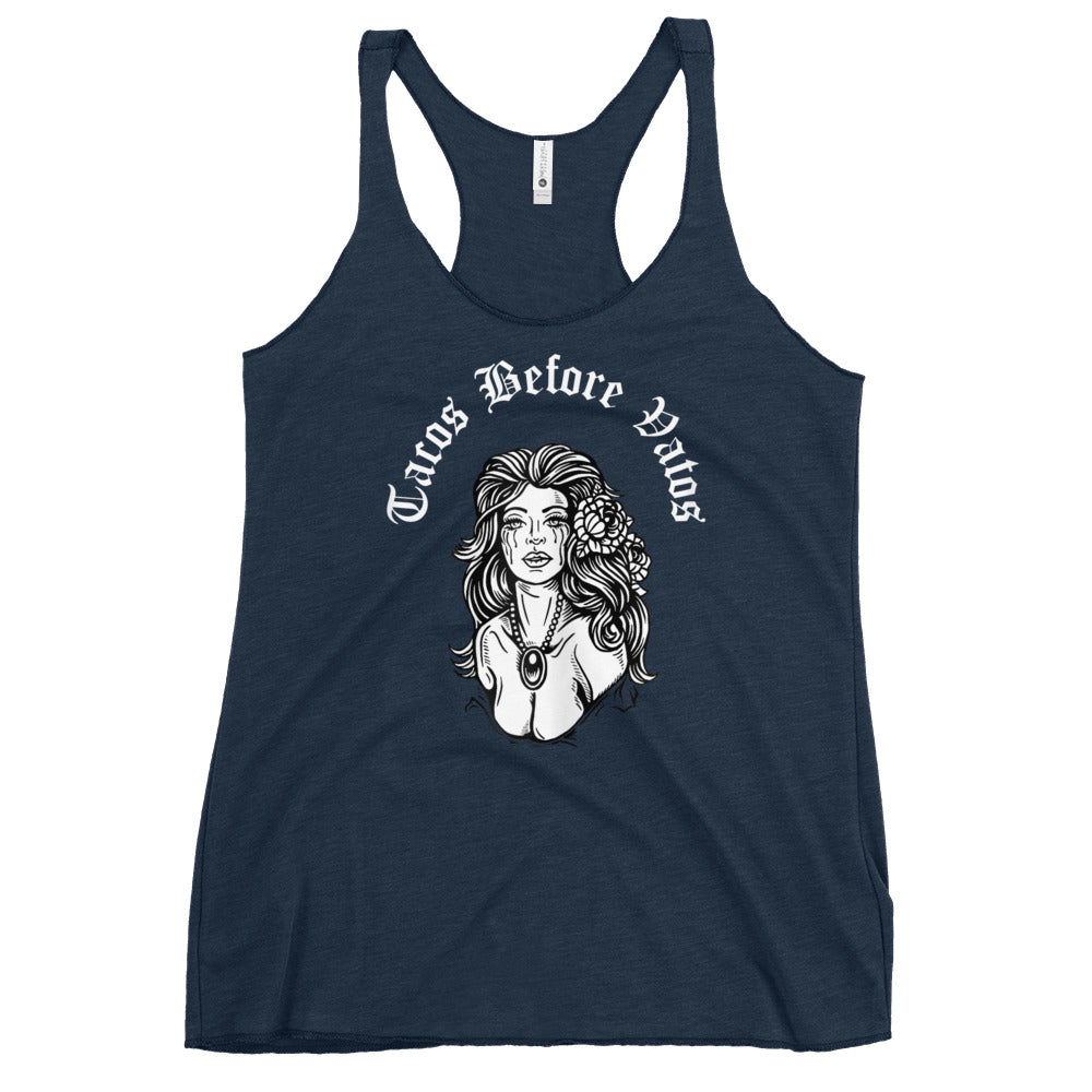 Tacos Before Vatos Chingona Racerback Tank Top
