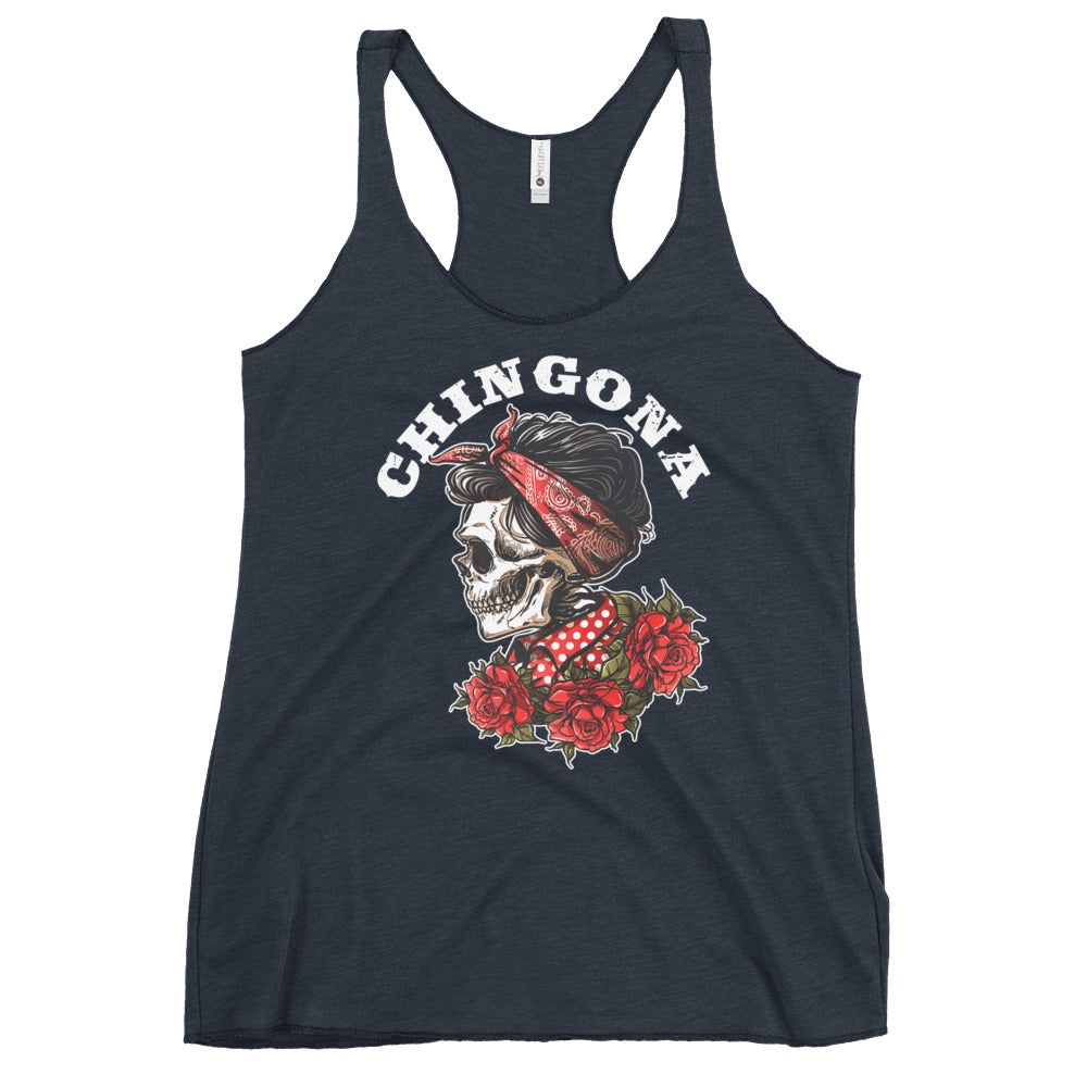 Chingona Red Roses & Bandana Racerback Tank