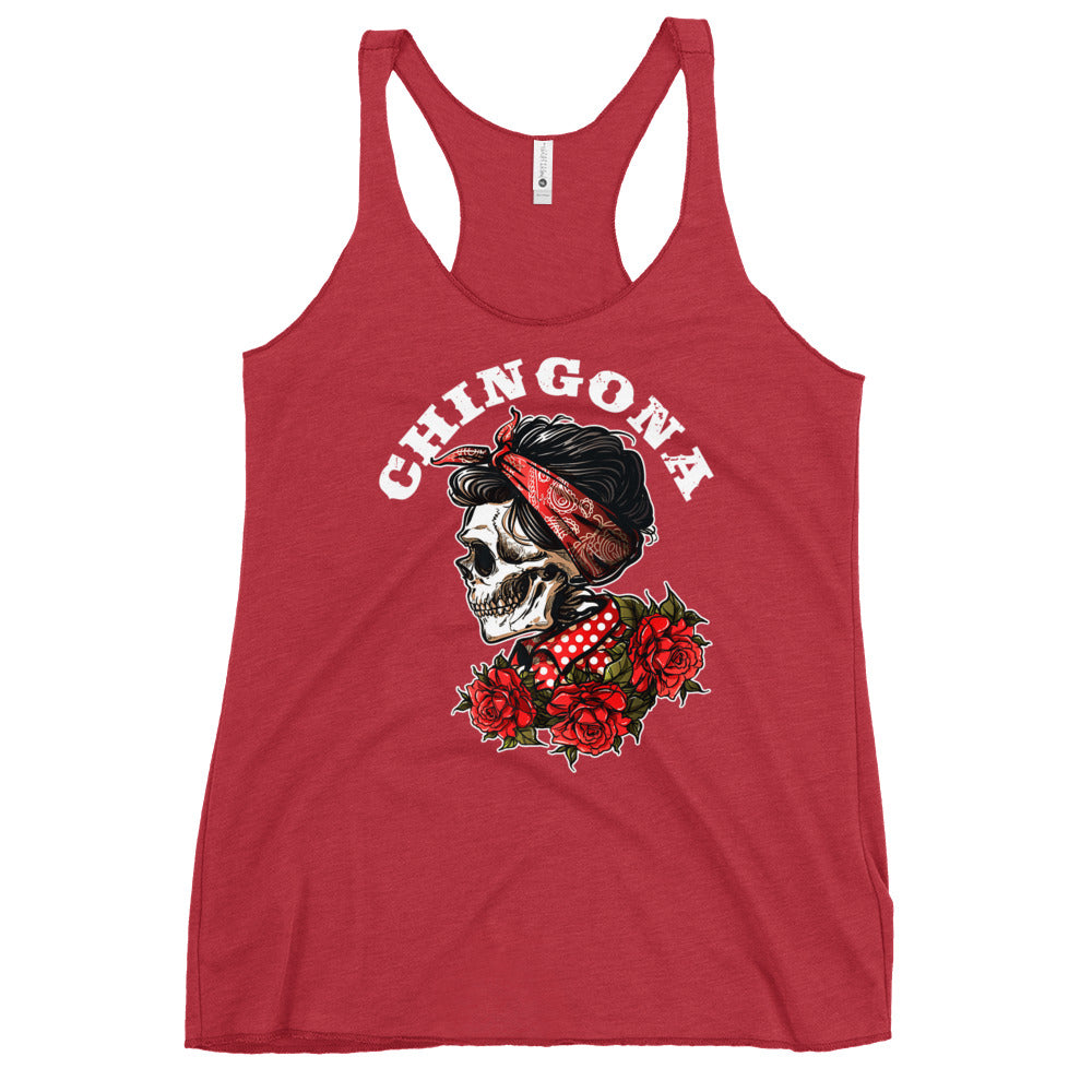 Chingona Red Roses & Bandana Racerback Tank