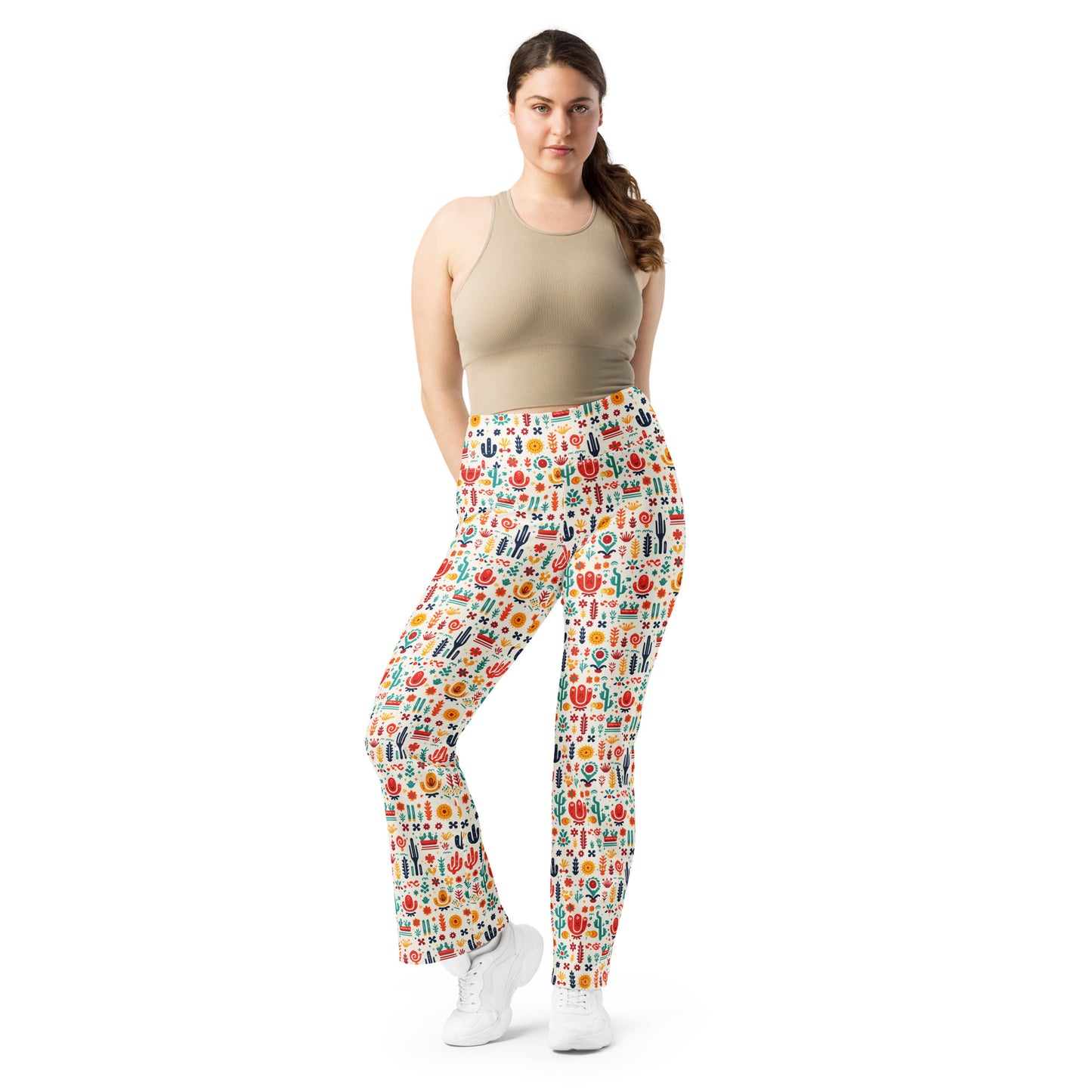 Mexican Folk Art Printed Flare leggings