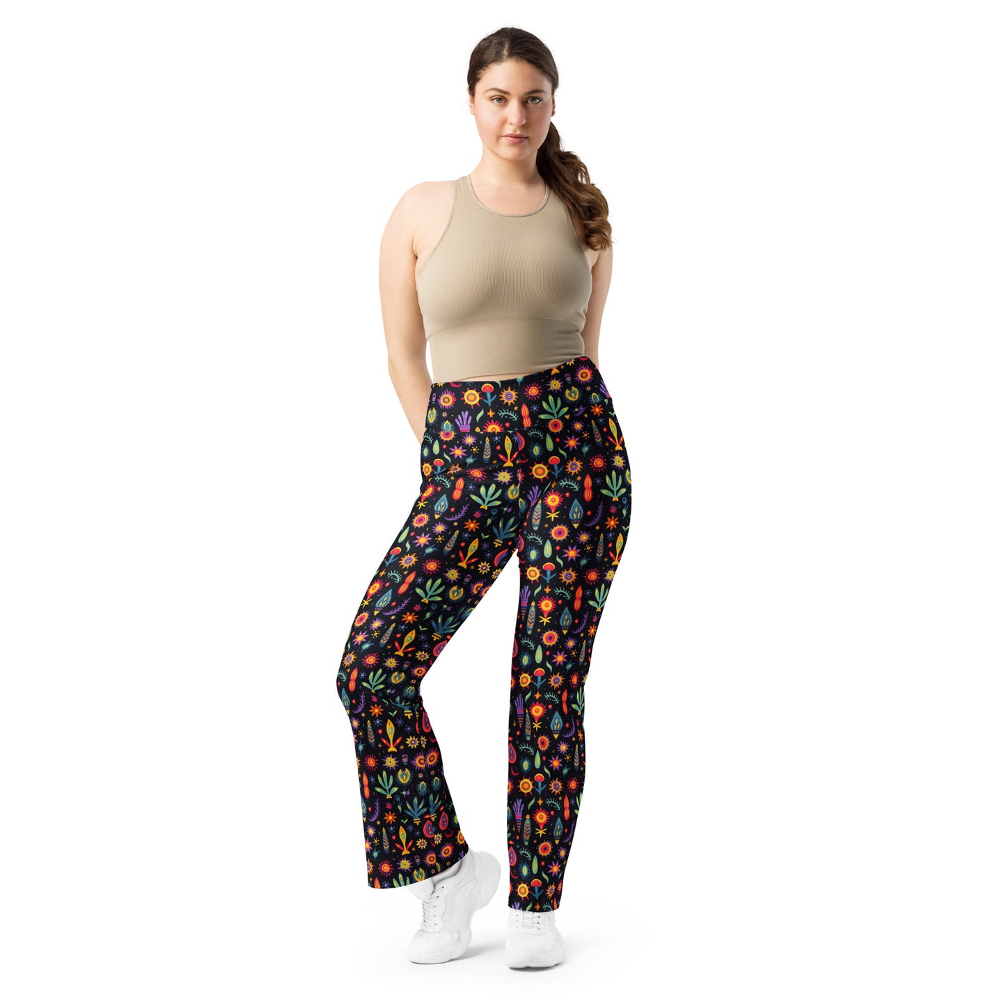 Mexican Folk Art Printed Flare leggings