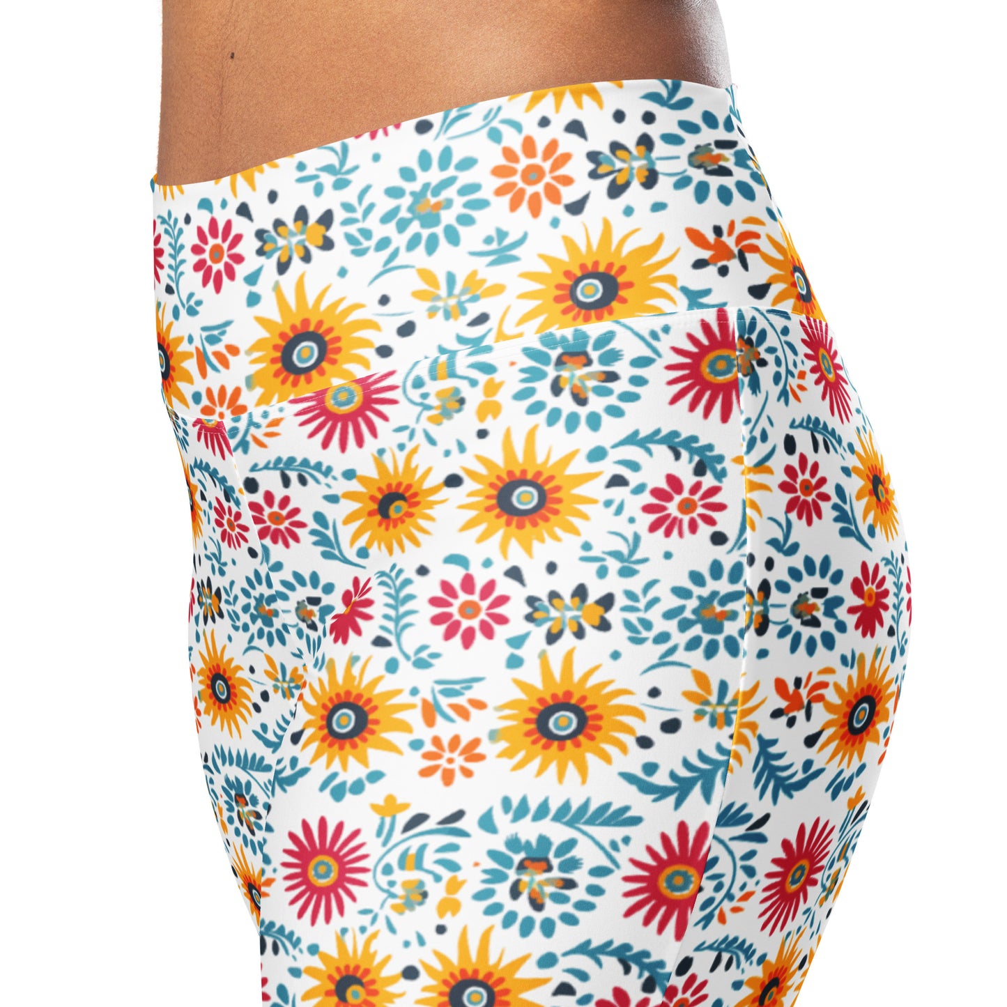 Mexican Floral Folk Art Printed Flare leggings