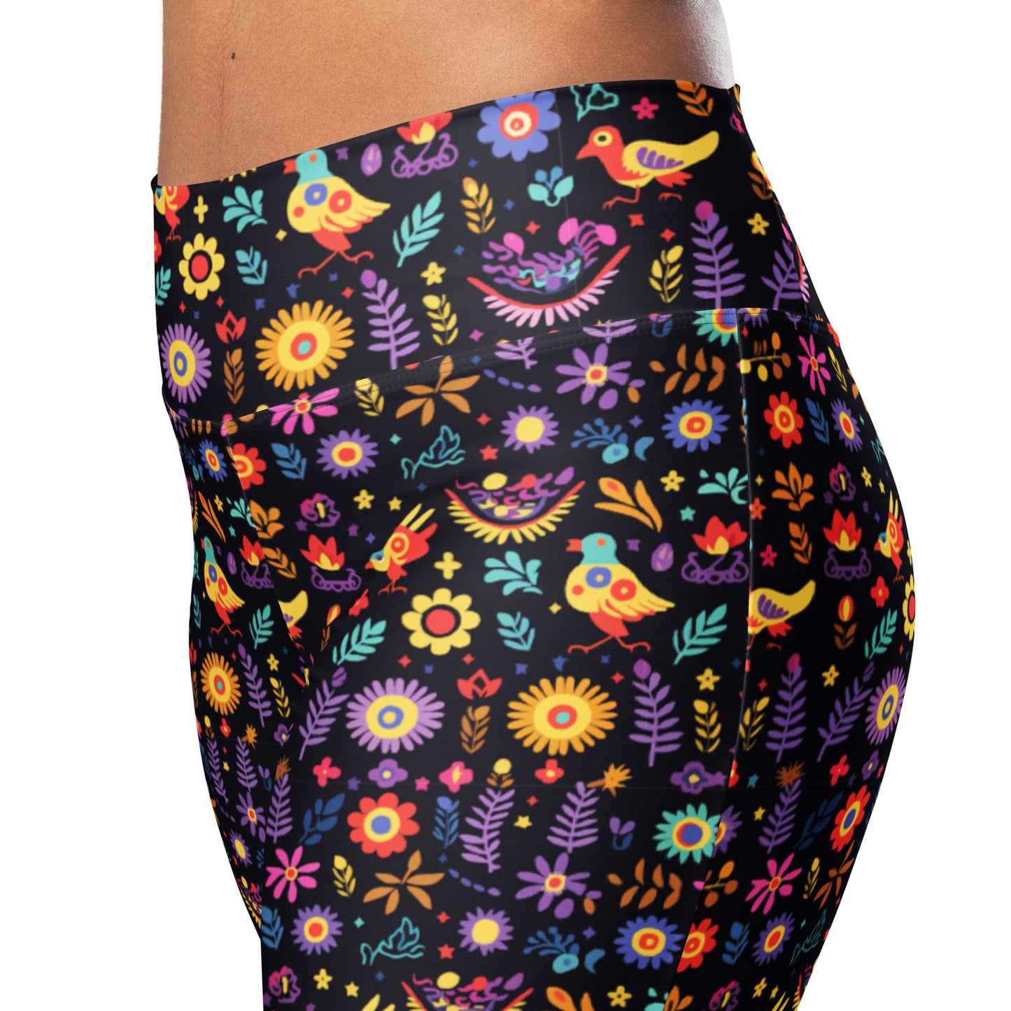 Mexican Latin Floral Art Printed Flare leggings