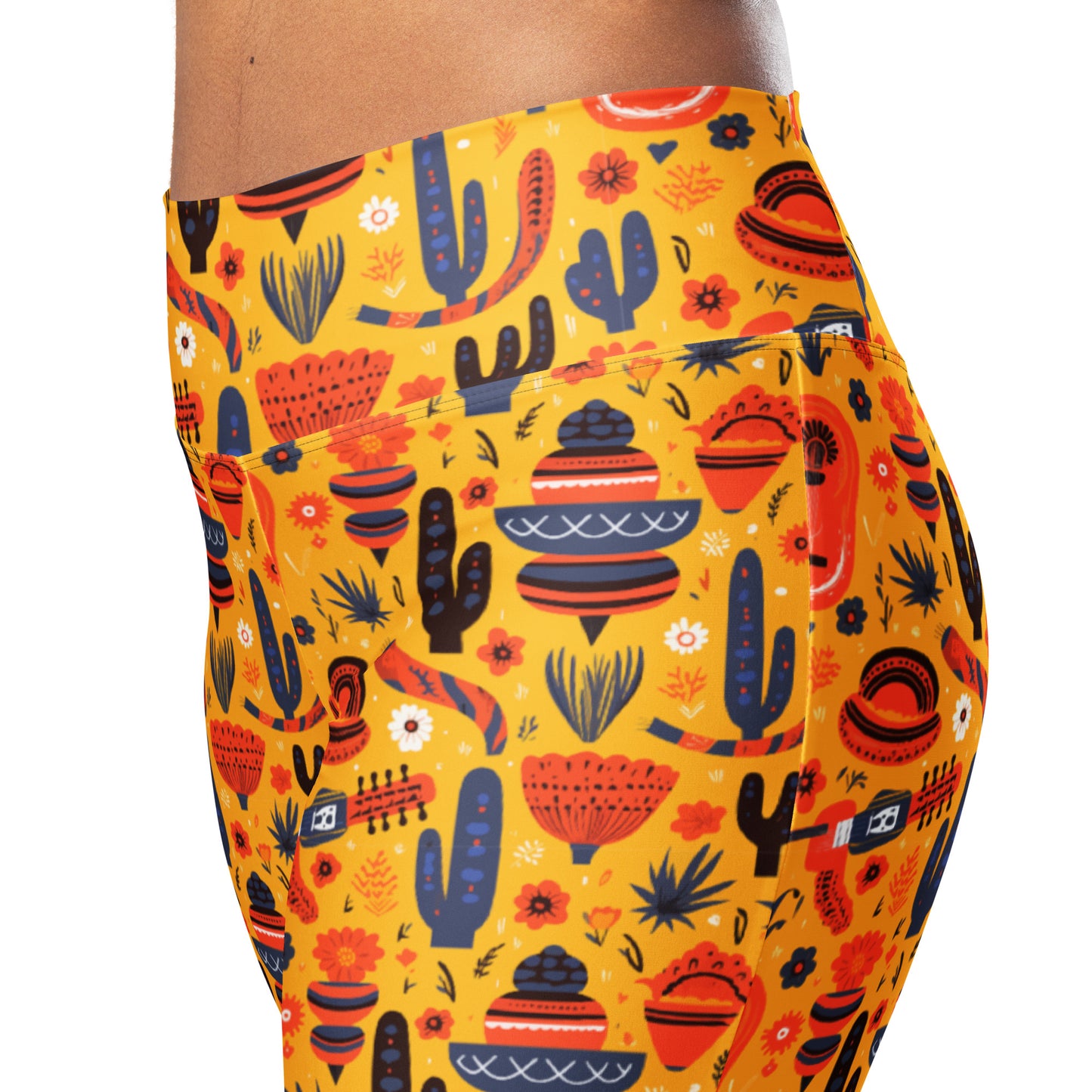 Mexican Cactus & Fiesta Vibes Printed Flare leggings