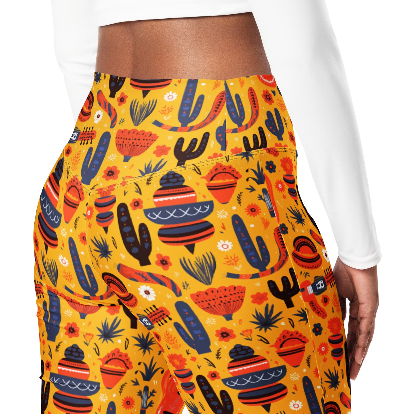 Mexican Cactus & Fiesta Vibes Printed Flare leggings