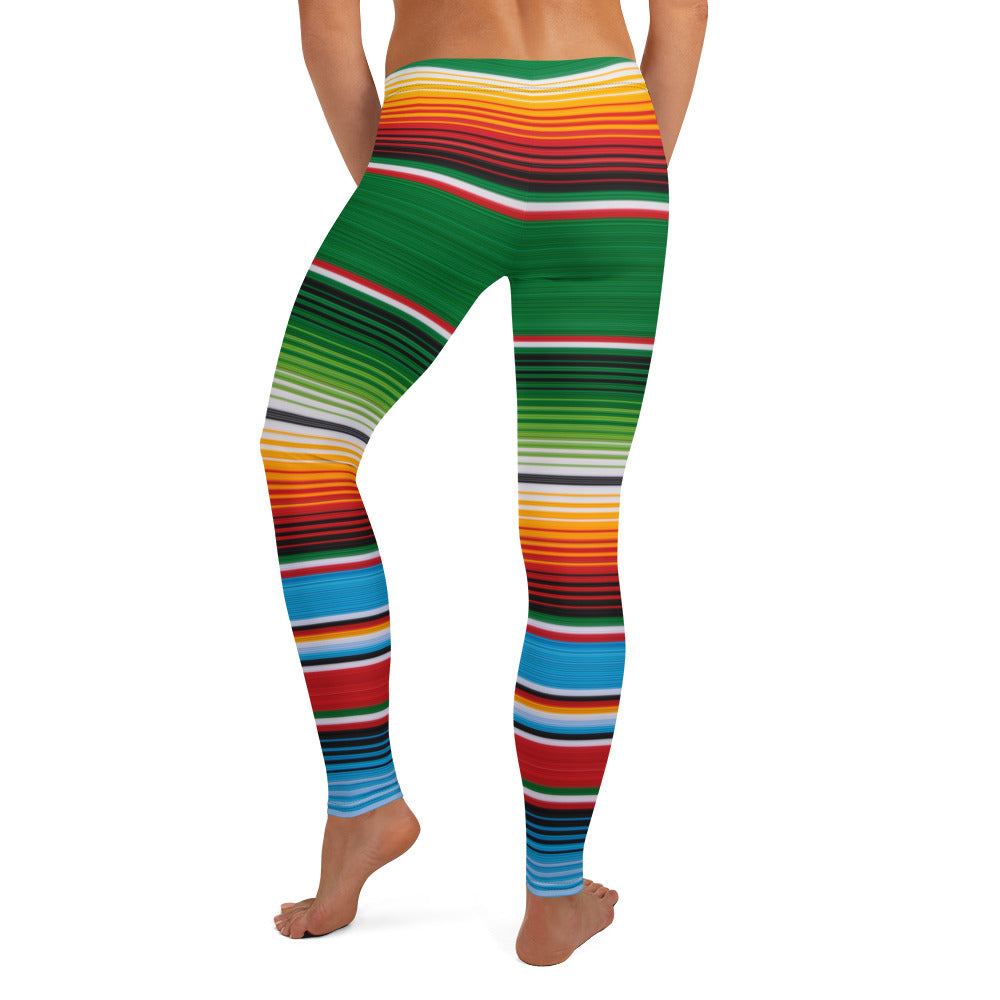 Shades of Green Mexican Serape Leggings