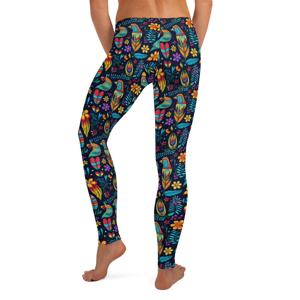 Blue Birds Latin Pattern Leggings