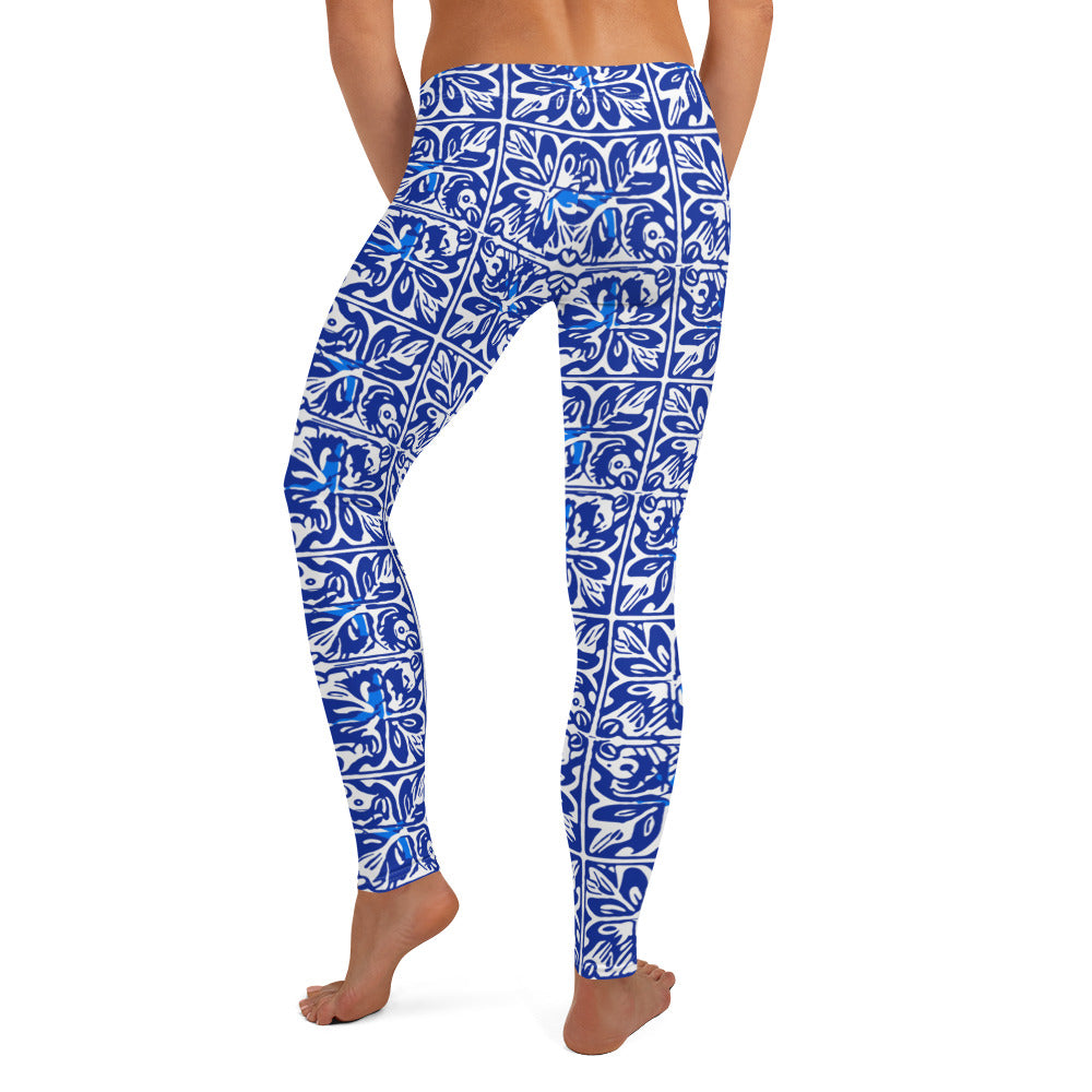 Indigo Geometric Talavera Pattern Leggings