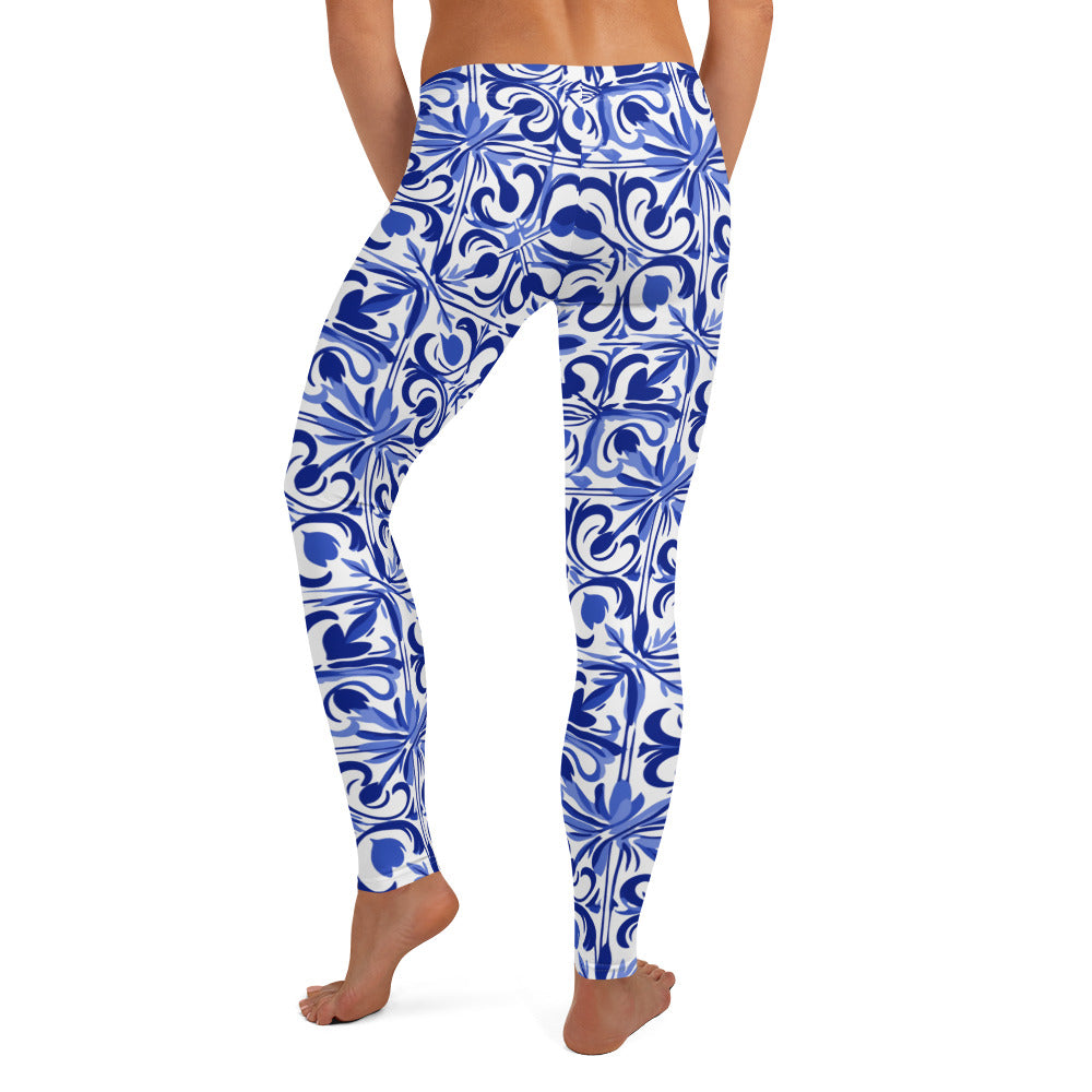 Azul Geometry Mexican Pattern Leggings