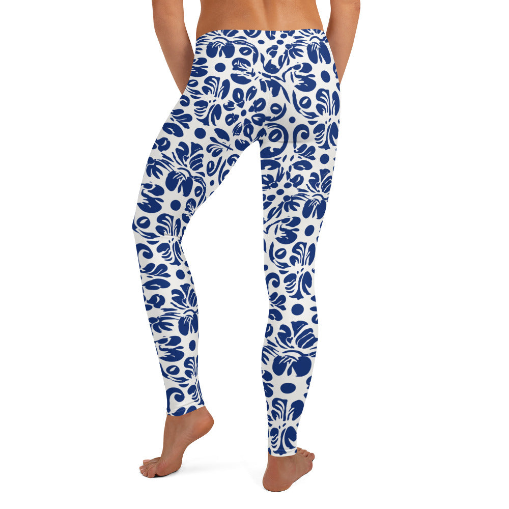 Mexican Azul Talavera Pattern Leggings