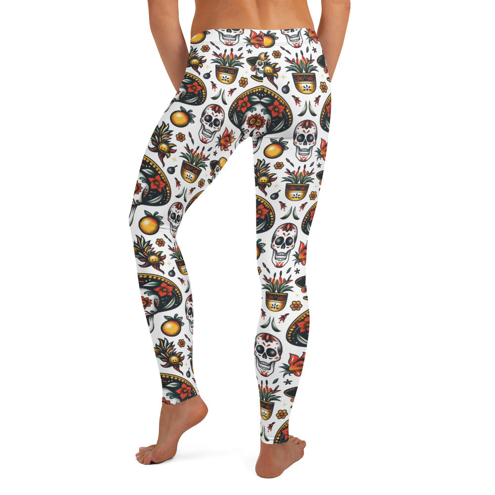 Mexican Sugar Skull Pattern Leggings