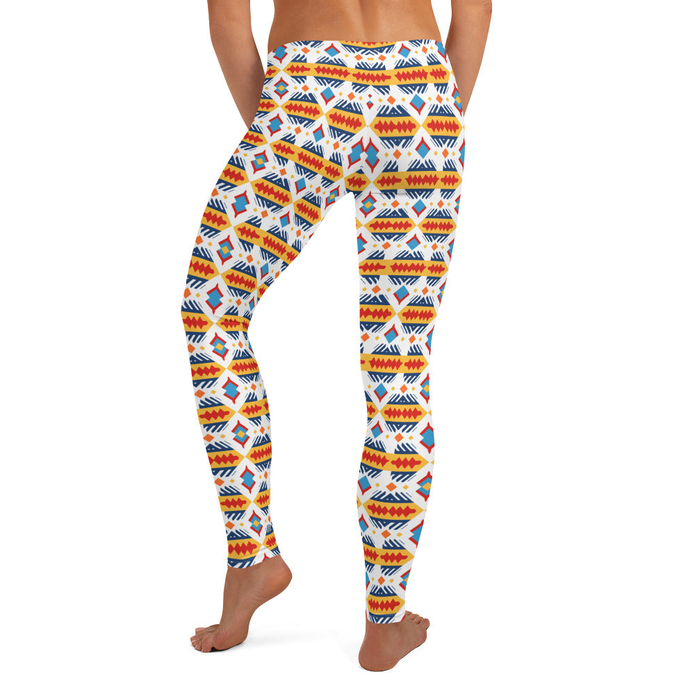 Hint of Yellow Aztec Fabric Pattern Leggings