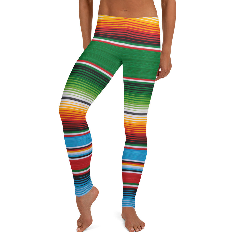 Shades of Green Mexican Serape Leggings