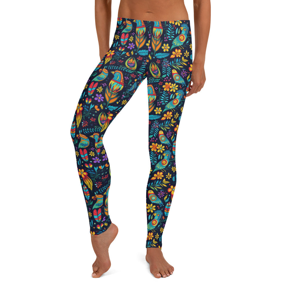 Blue Birds Latin Pattern Leggings