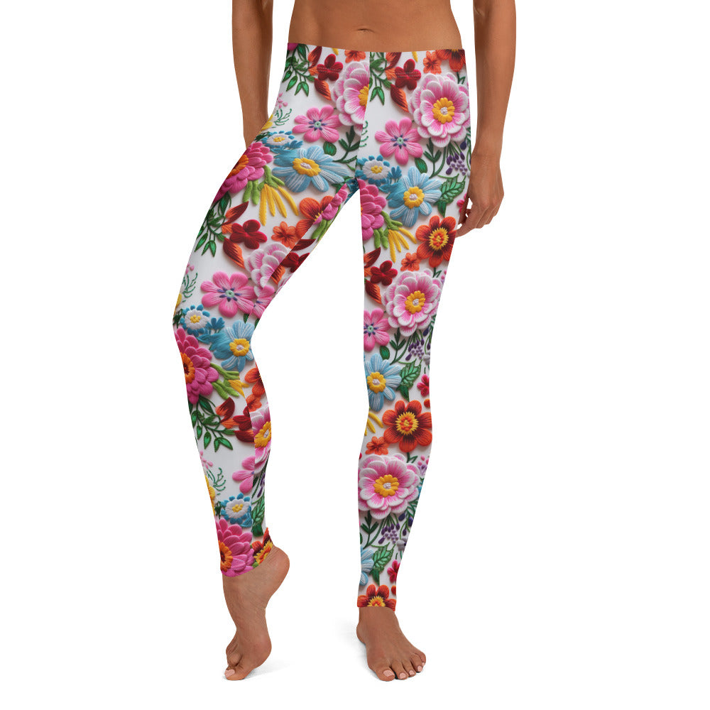 Zinnia Garden Latin Floral Pattern Leggings