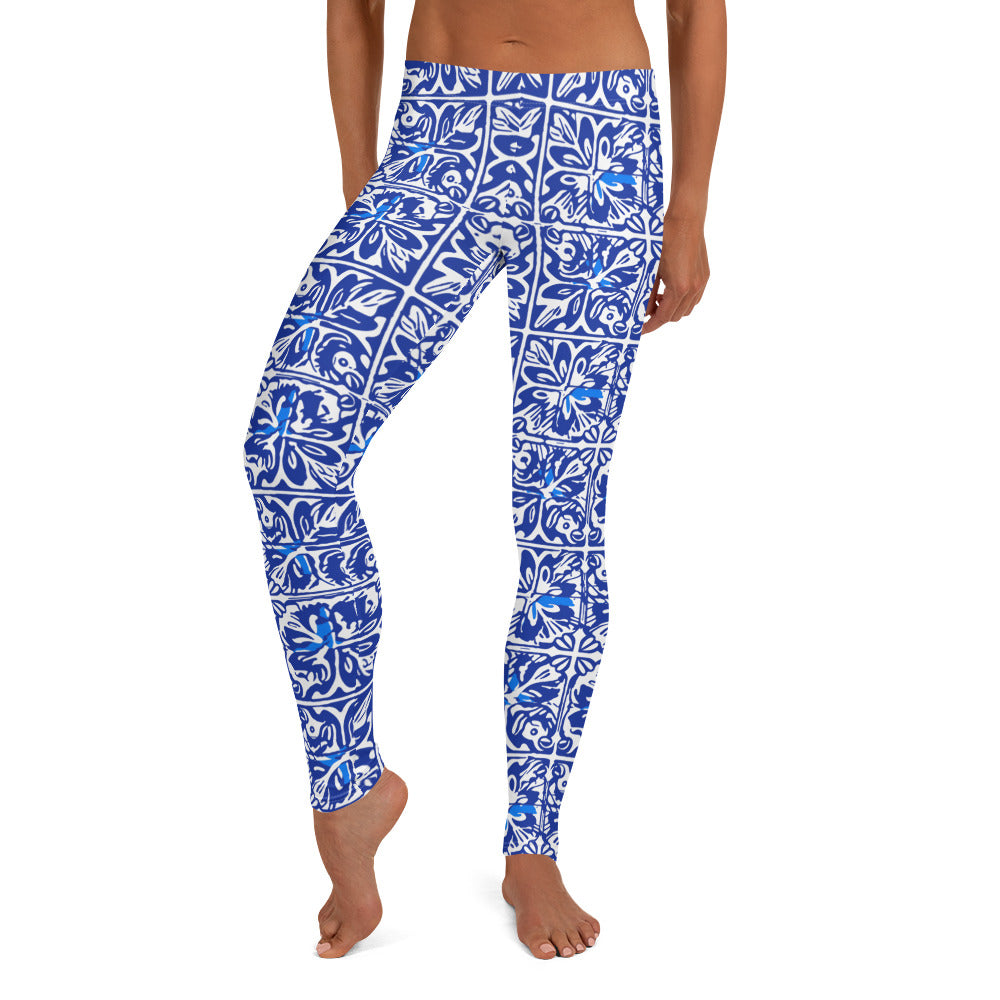 Indigo Geometric Talavera Pattern Leggings