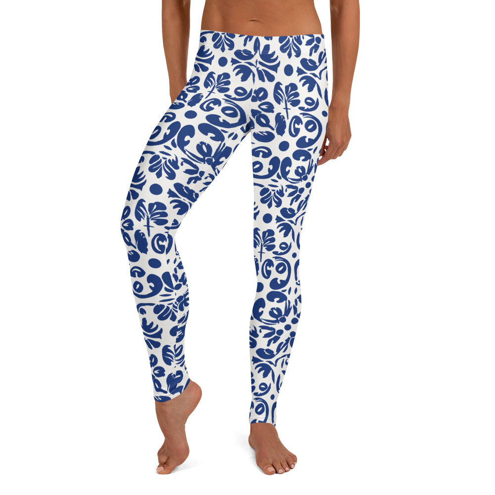 Mexican Azul Talavera Pattern Leggings