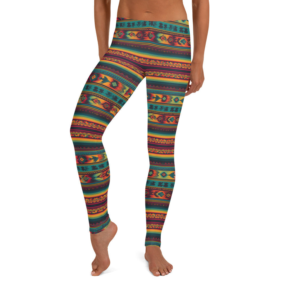 Mexican Fabric Art Pattern Leggings