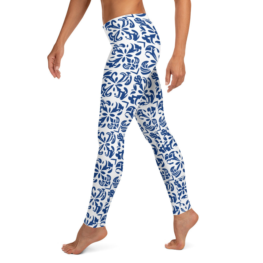 Blue Mexican Talavera Pattern Leggings