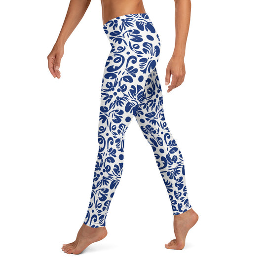 Mexican Azul Talavera Pattern Leggings