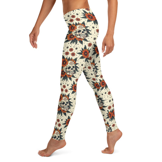 Sugar Skull Flowers Leggings