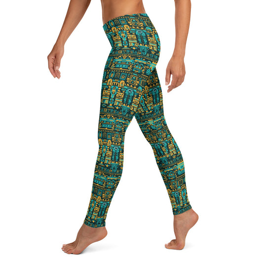 Aqua Green Aztec Pattern Leggings