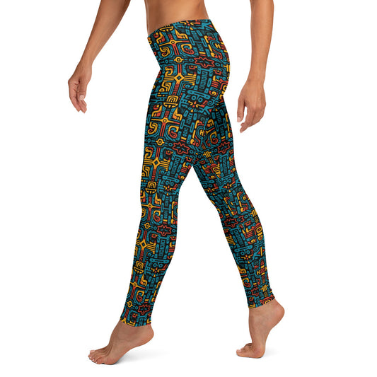 Hint of Gold Aztec Design Pattern Leggings