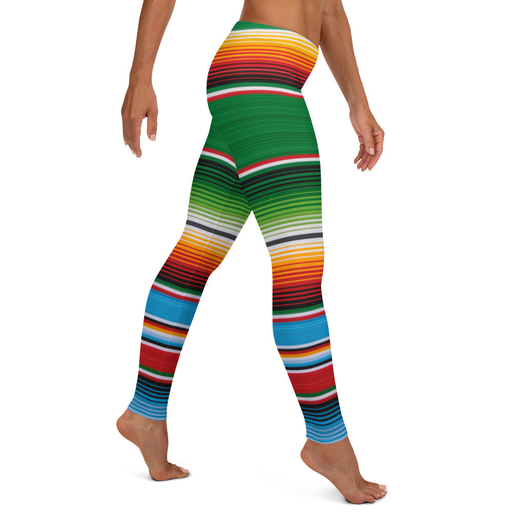 Shades of Green Mexican Serape Leggings