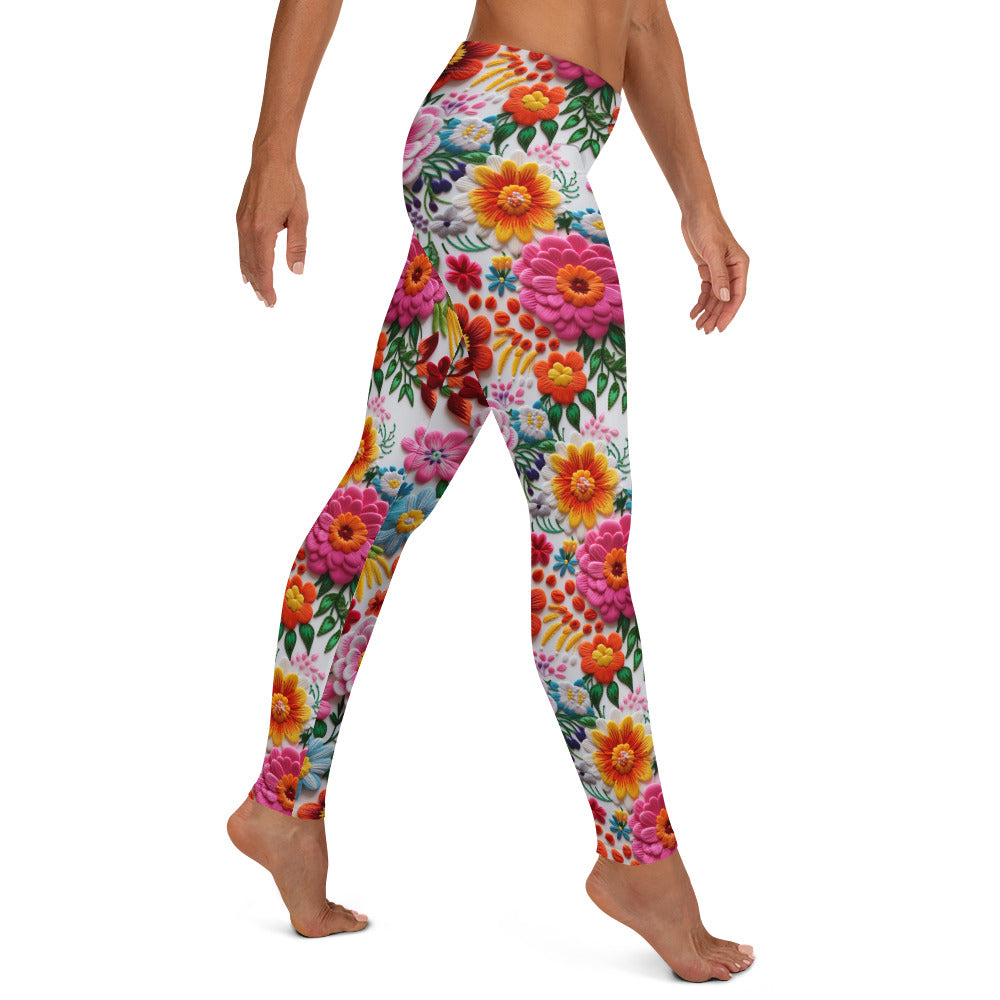 Zinnia Garden Latin Floral Pattern Leggings