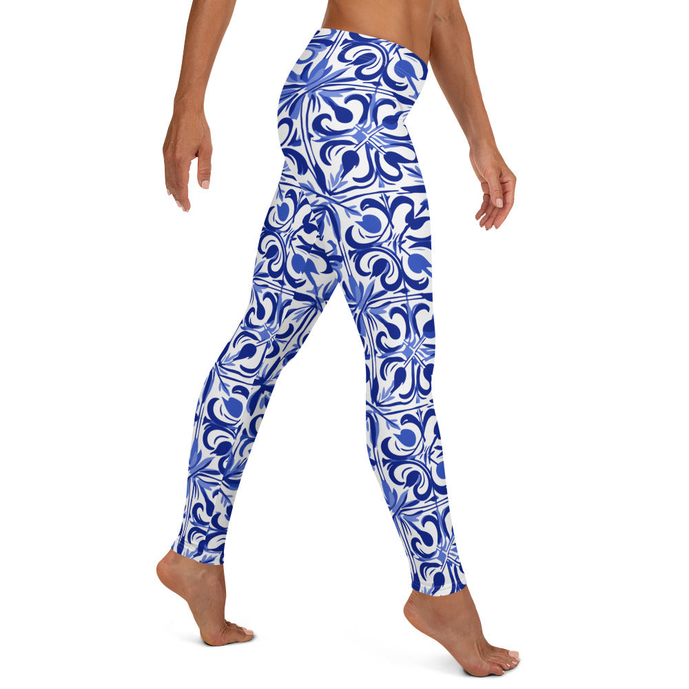 Azul Geometry Mexican Pattern Leggings