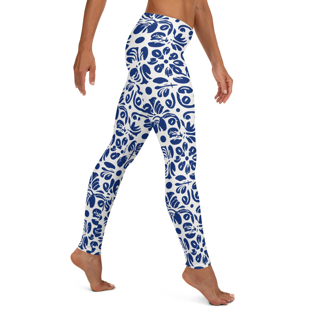 Mexican Azul Talavera Pattern Leggings