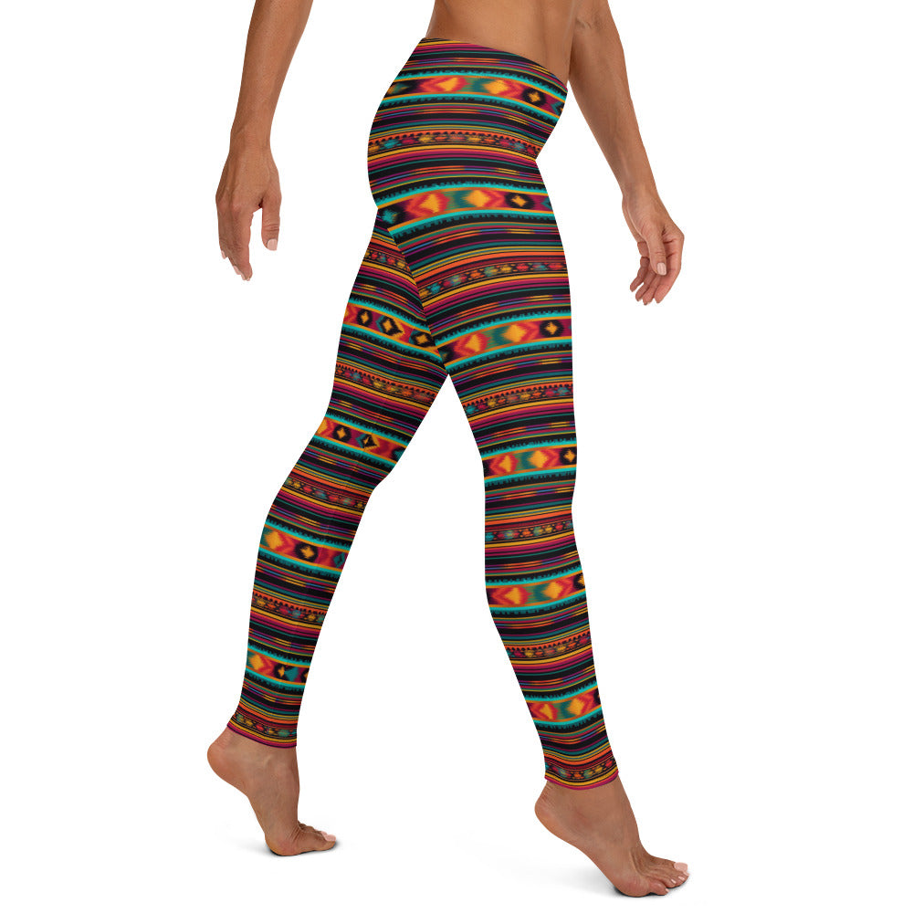 Mexican Fabric Design Pattern Leggings