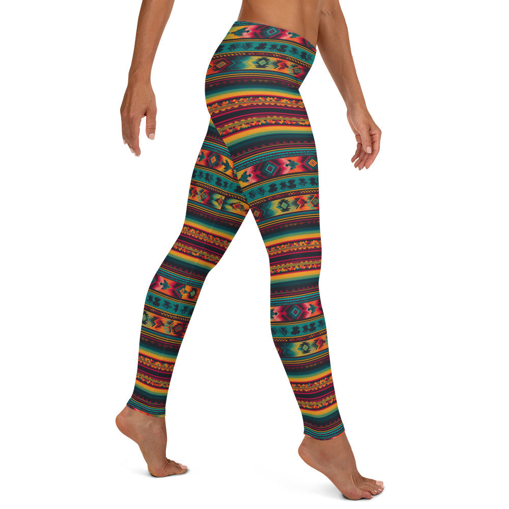 Mexican Fabric Art Pattern Leggings