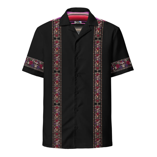 Amor Mas Alla Dia de Los Muertos Guayabera Button Up Shirt