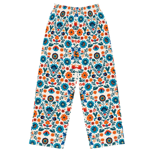 Mexican Flowers Pattern Super Soft Wide-leg Pajama/Sweats Bottoms