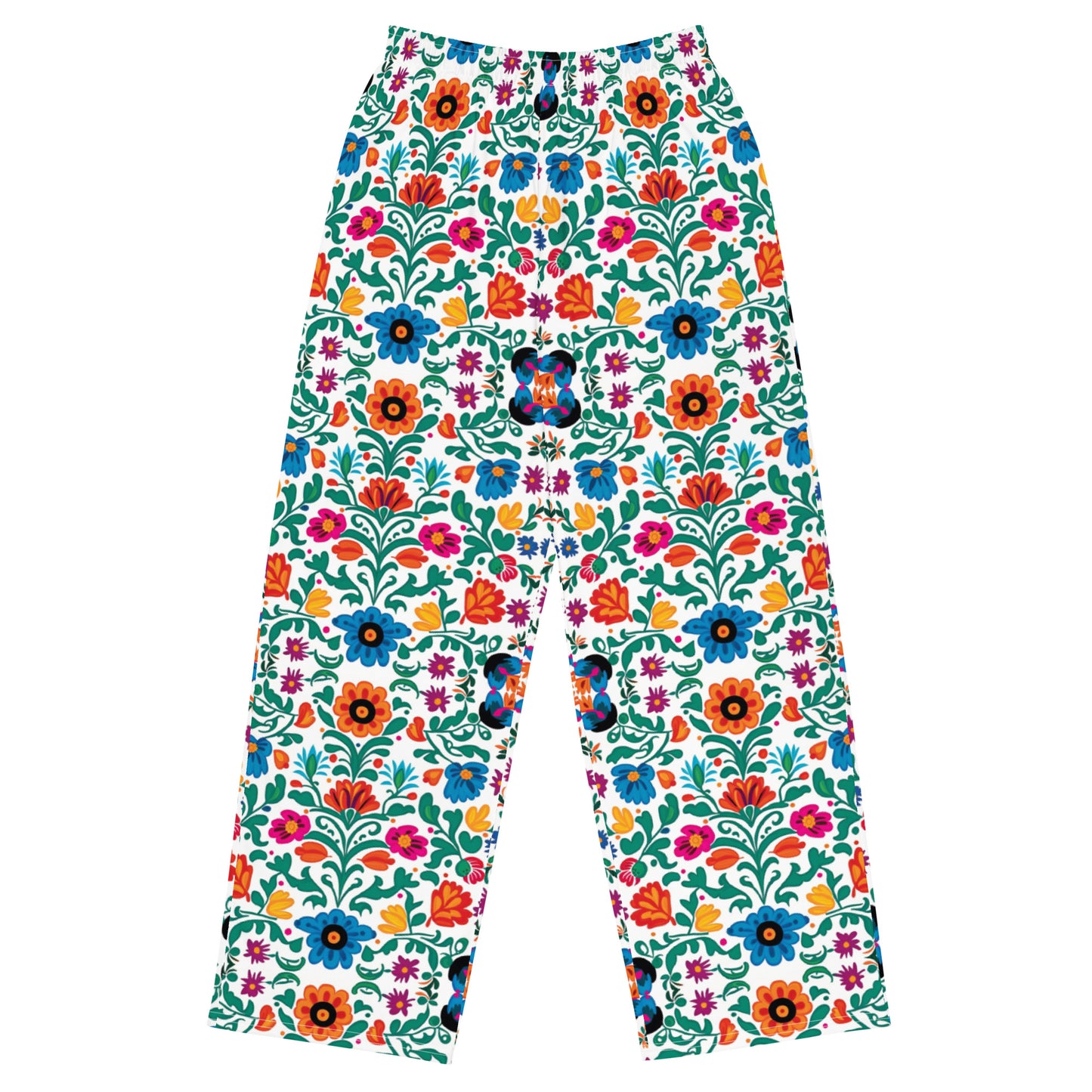 Shade of Pink & Blue Floral Super Soft Wide-leg Pajama/Sweats Bottoms