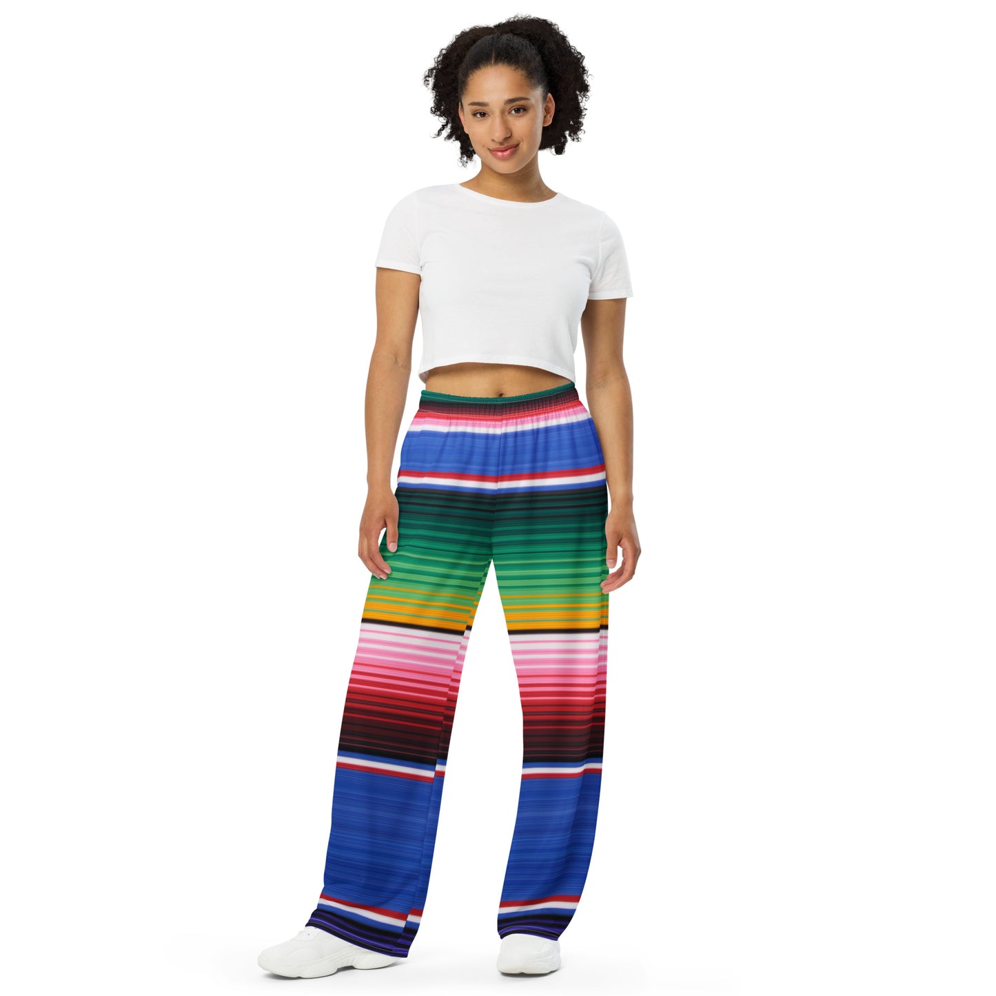 Mexican Serape Shades of Blue All-over print unisex wide-leg Pants