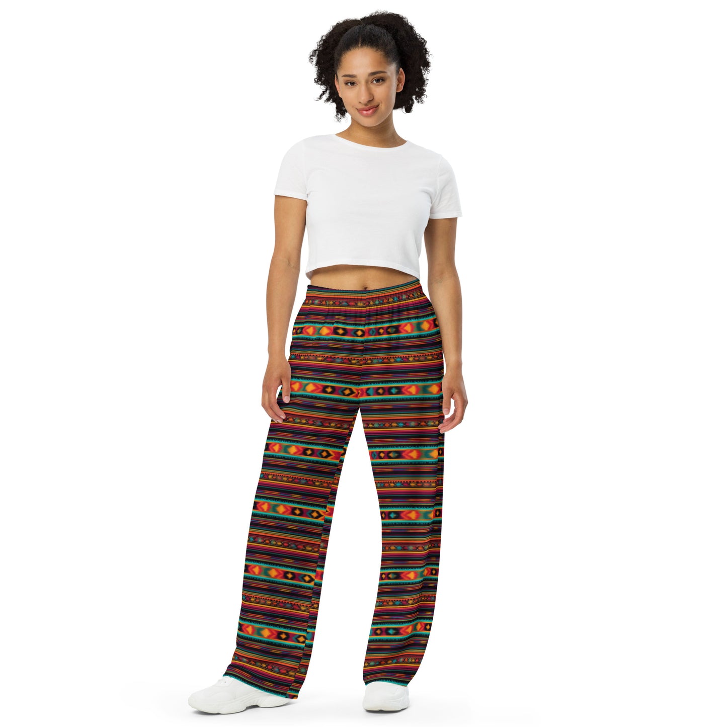 Mexican Folk Design Pattern Soft Wide-leg Pajama/Sweats Bottoms