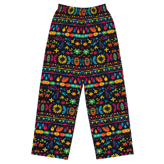 Mexican Floral Art Super Soft Wide-leg Pajama/Sweats Bottoms