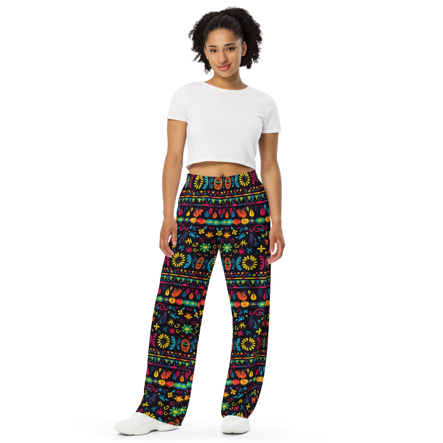 Mexican Floral Art Super Soft Wide-leg Pajama/Sweats Bottoms