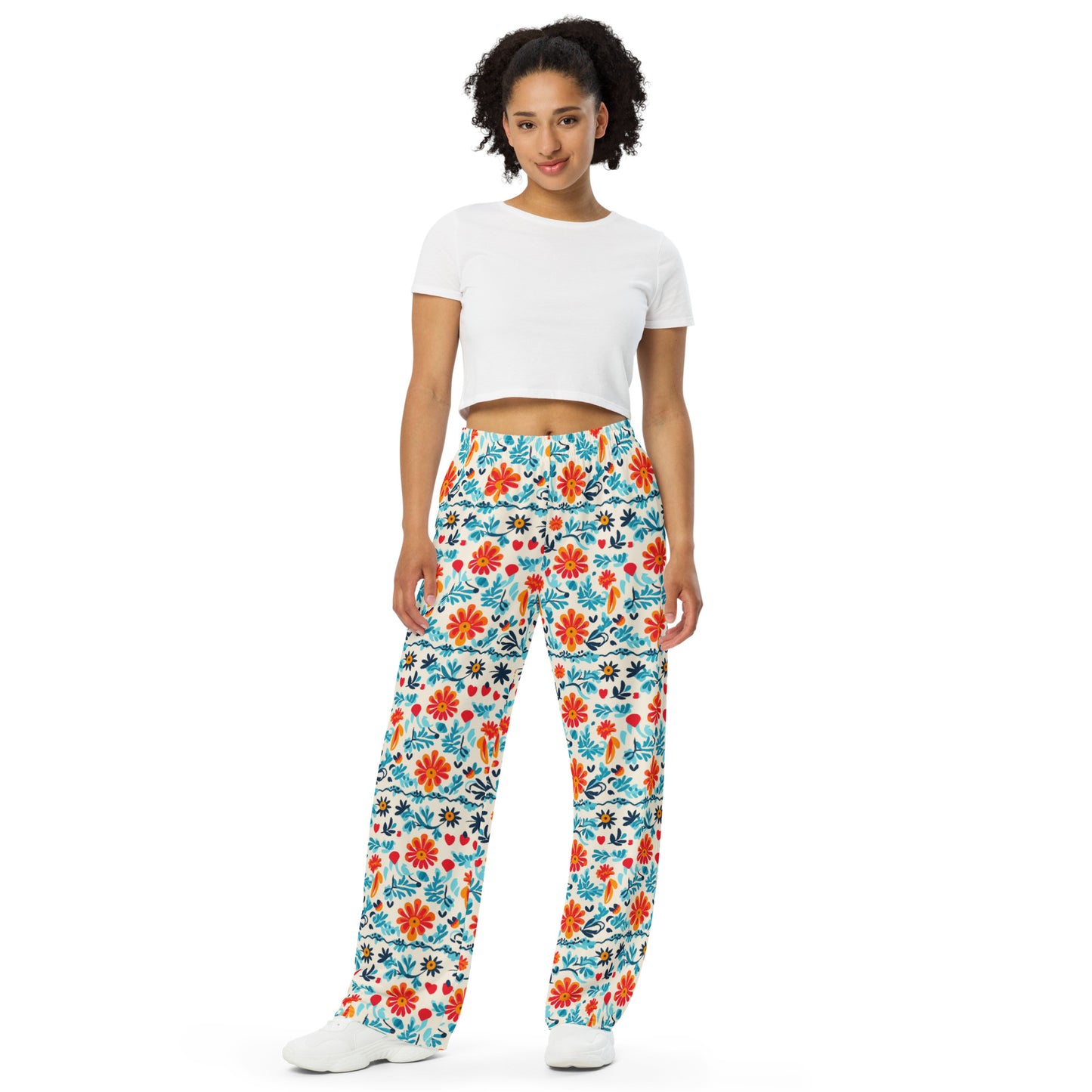 Orange Flowers Pattern Pajamas / Sweat Bottoms