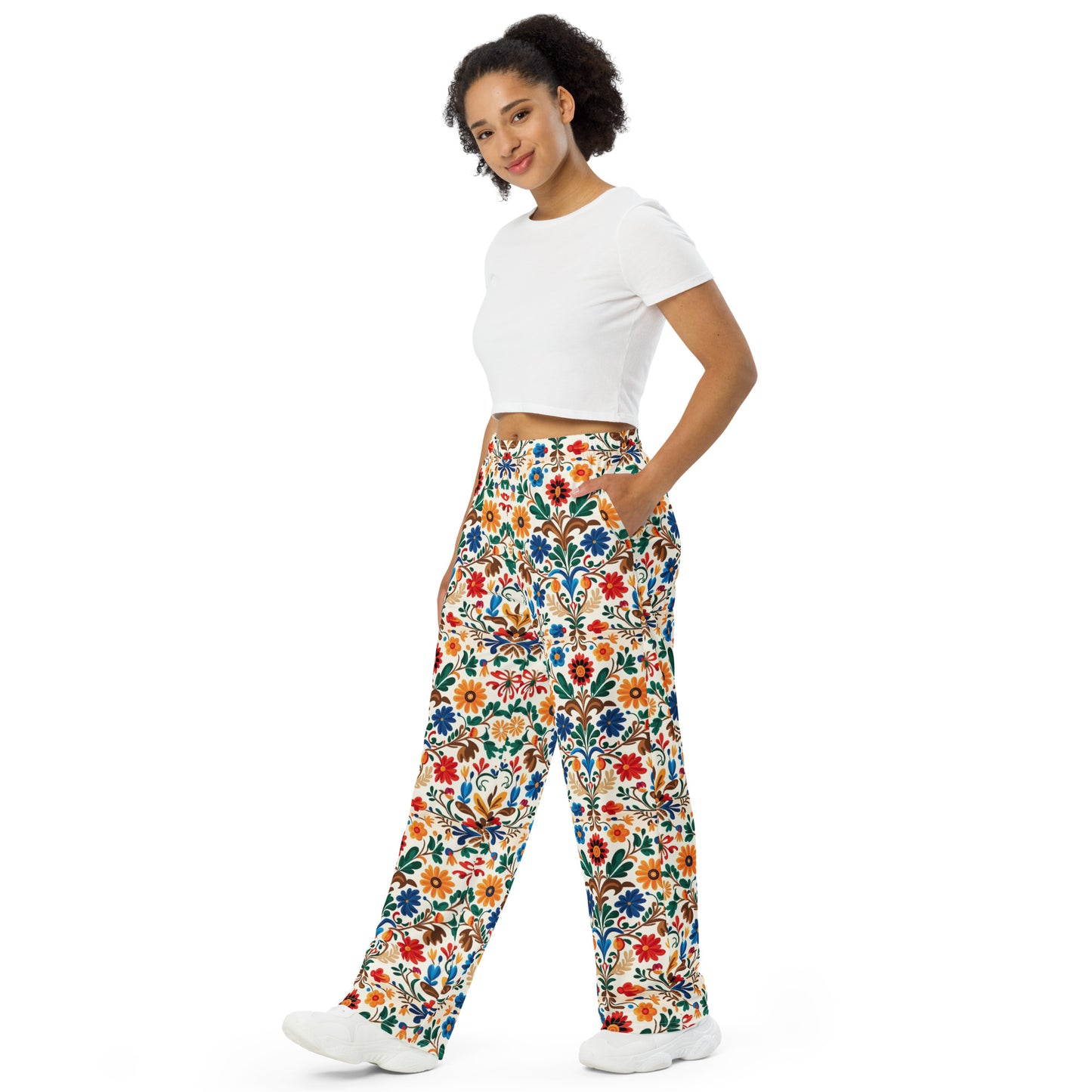 Mexican Floral Art Super Soft Wide-leg Pajama/Sweats Bottoms