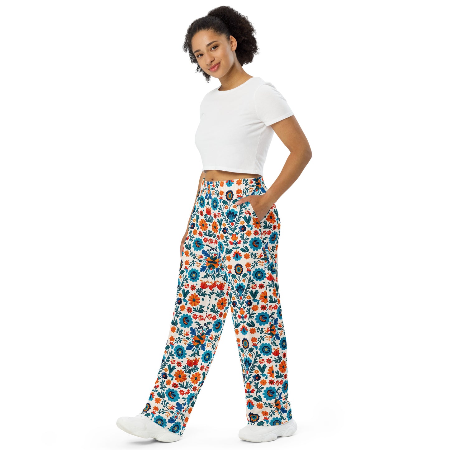 Mexican Flowers Pattern Super Soft Wide-leg Pajama/Sweats Bottoms