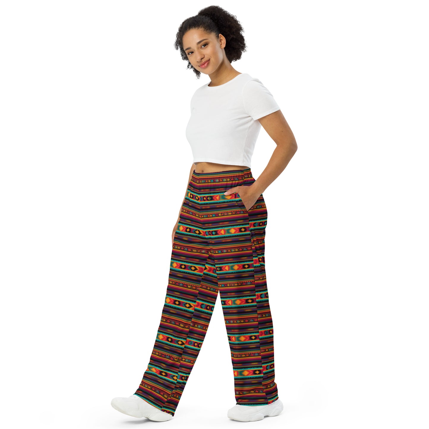 Mexican Folk Design Pattern Soft Wide-leg Pajama/Sweats Bottoms